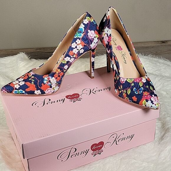 Penny Loves Kenny Blue Floral High Heels Sz 10M - Picture 6 of 9